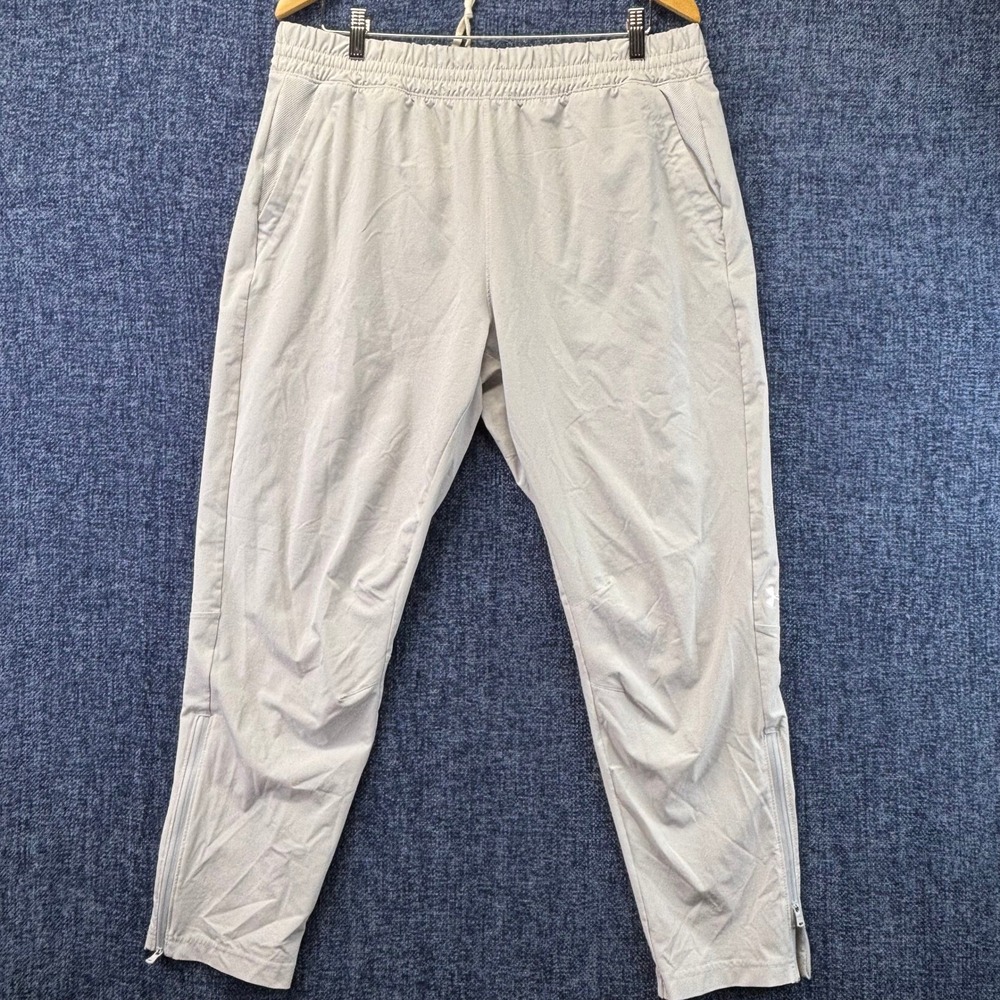 Under Armour Squad Warm-Up Pants Mens XL Gray Polyester Tapered Ankle Zip Jogger